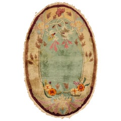 Oval Art Deco Green Chinese Nichols Rug