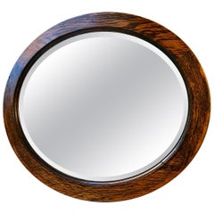 Oval Art Deco Mirror in Oak, England, circa 1920