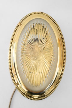Oval Art Deco Wall Lamp with original cut glass vienna around 1920s