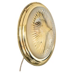 Oval Art Deco Wall Lamp with original cut glass vienna around 1920s
