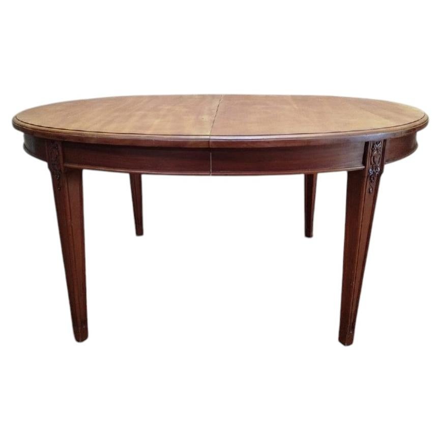 Oval Art Nouveau Style Dining Table in Wood, 20th Century