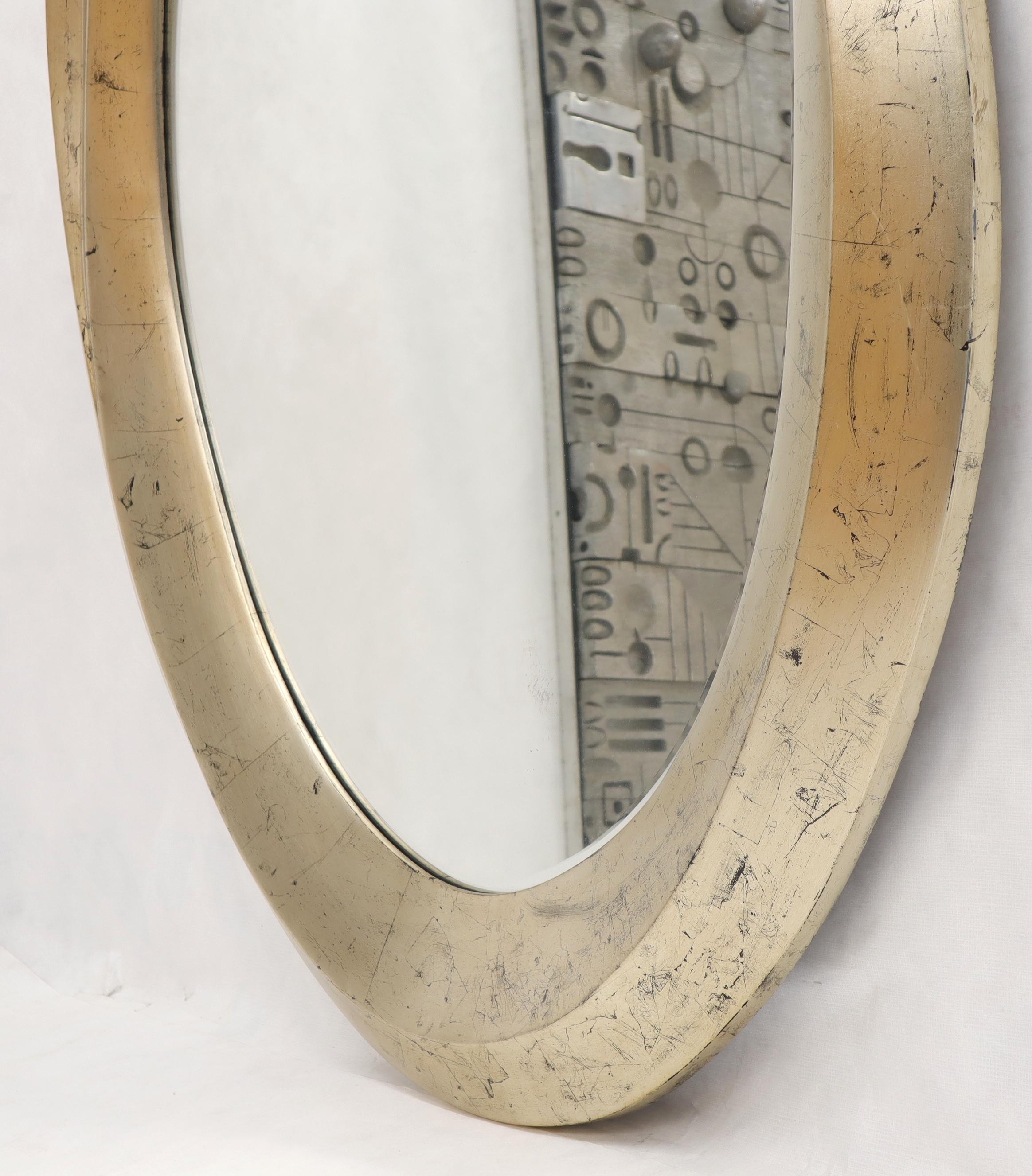 Gilt Oval Art Nouveau Style Silver Leaf Mirror For Sale