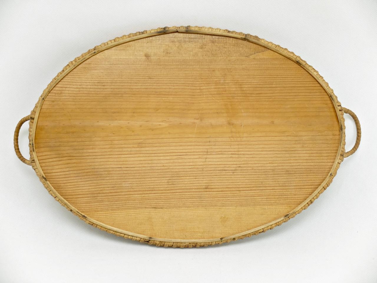 Cold-Painted Oval Art Nouveau Tray with Mother of Pearl, Inlays For Sale