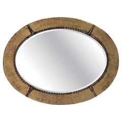 Antique Oval Arts 
Crafts Brass Wall Mirror