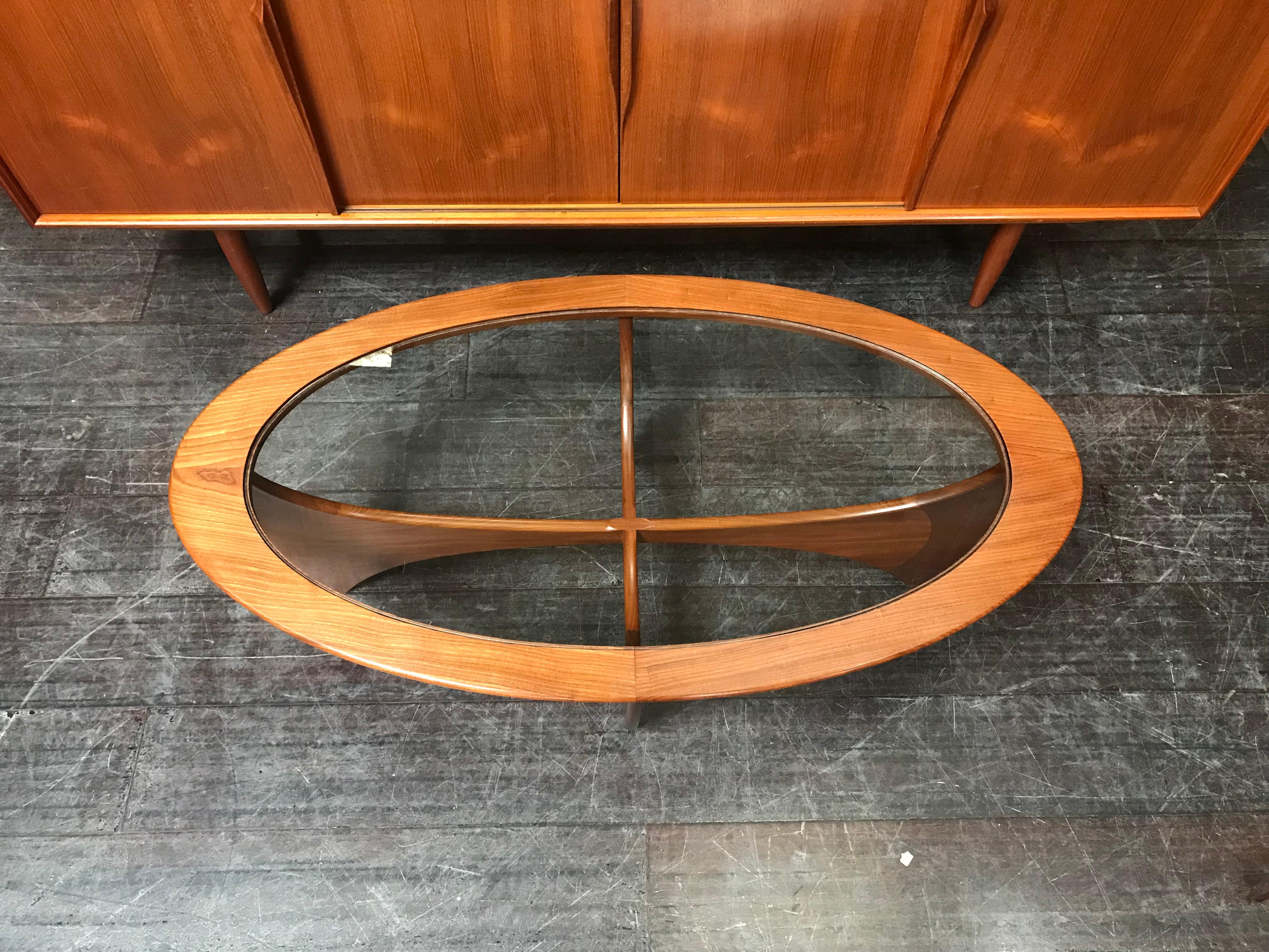 Oval Astro Midcentury Teak and Glass Coffee Table by Vb Wilkins for G-Plan 5