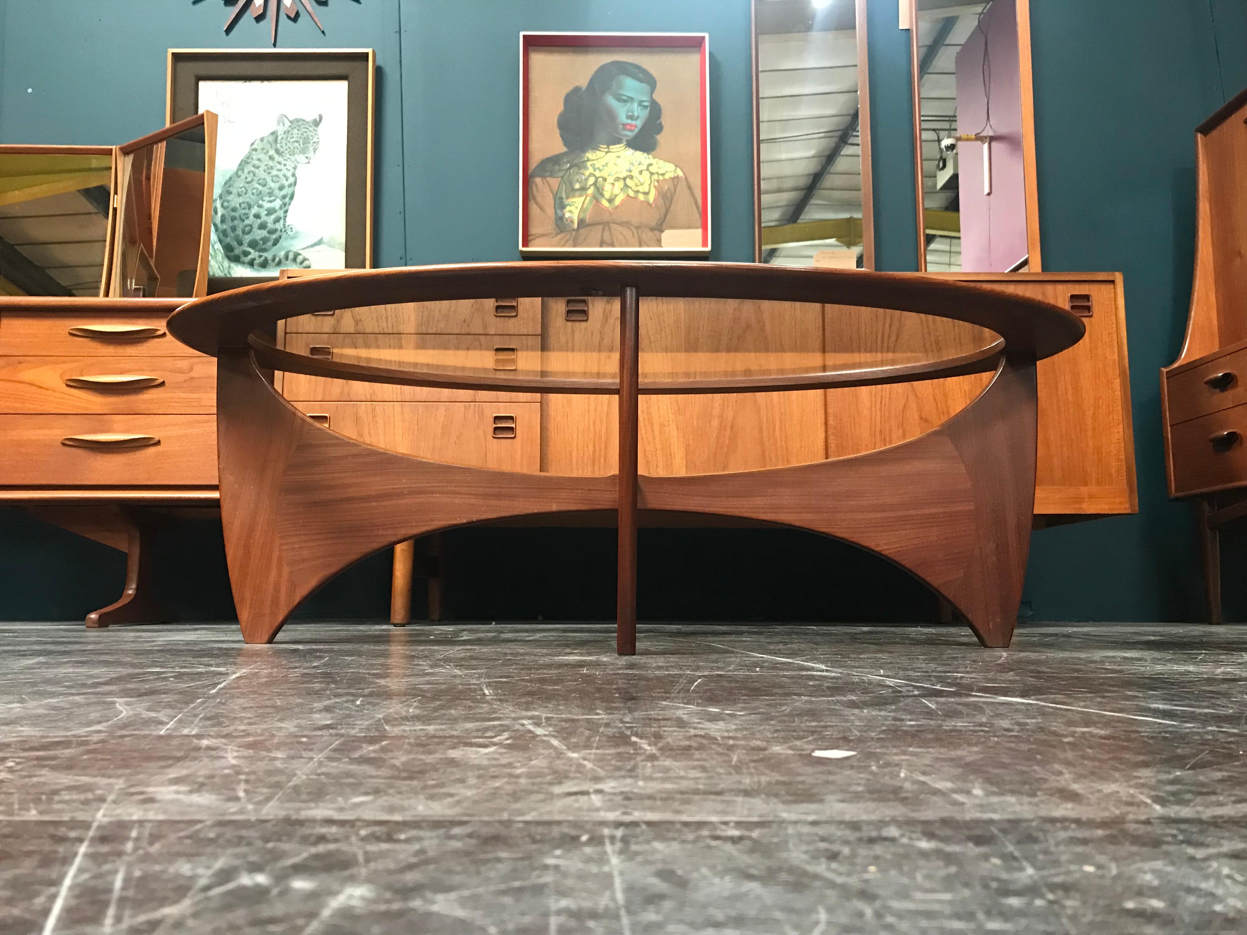 Oval Astro Midcentury Teak and Glass Coffee Table by Vb Wilkins for G-Plan 2