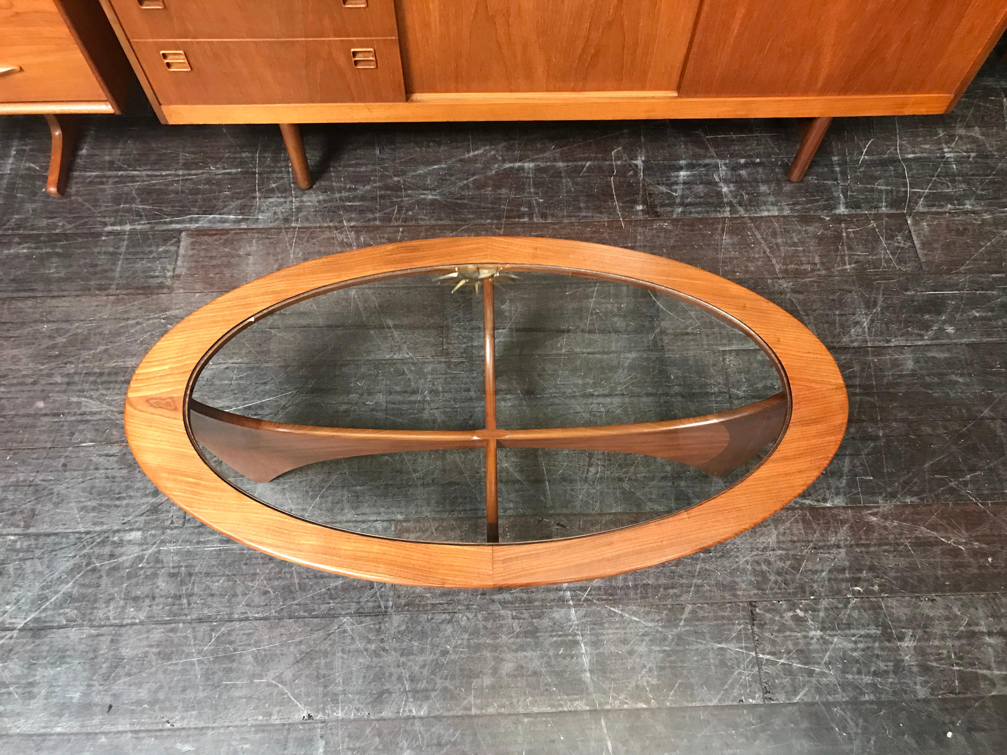 Oval Astro Midcentury Teak and Glass Coffee Table by Vb Wilkins for G-Plan 3