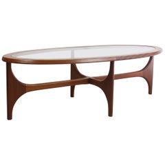 Oval Astro Teak Coffee Table with Glass Top by G-Plan, 1960s