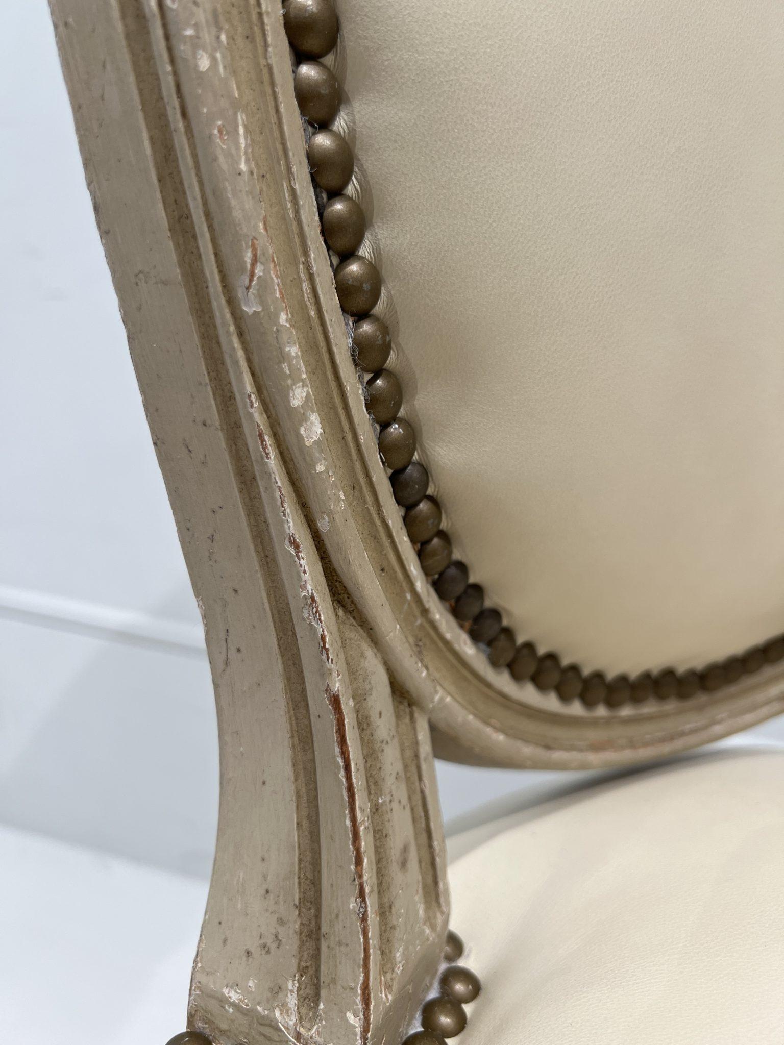 French Oval Back Chairs with Leather, Set of 12  For Sale