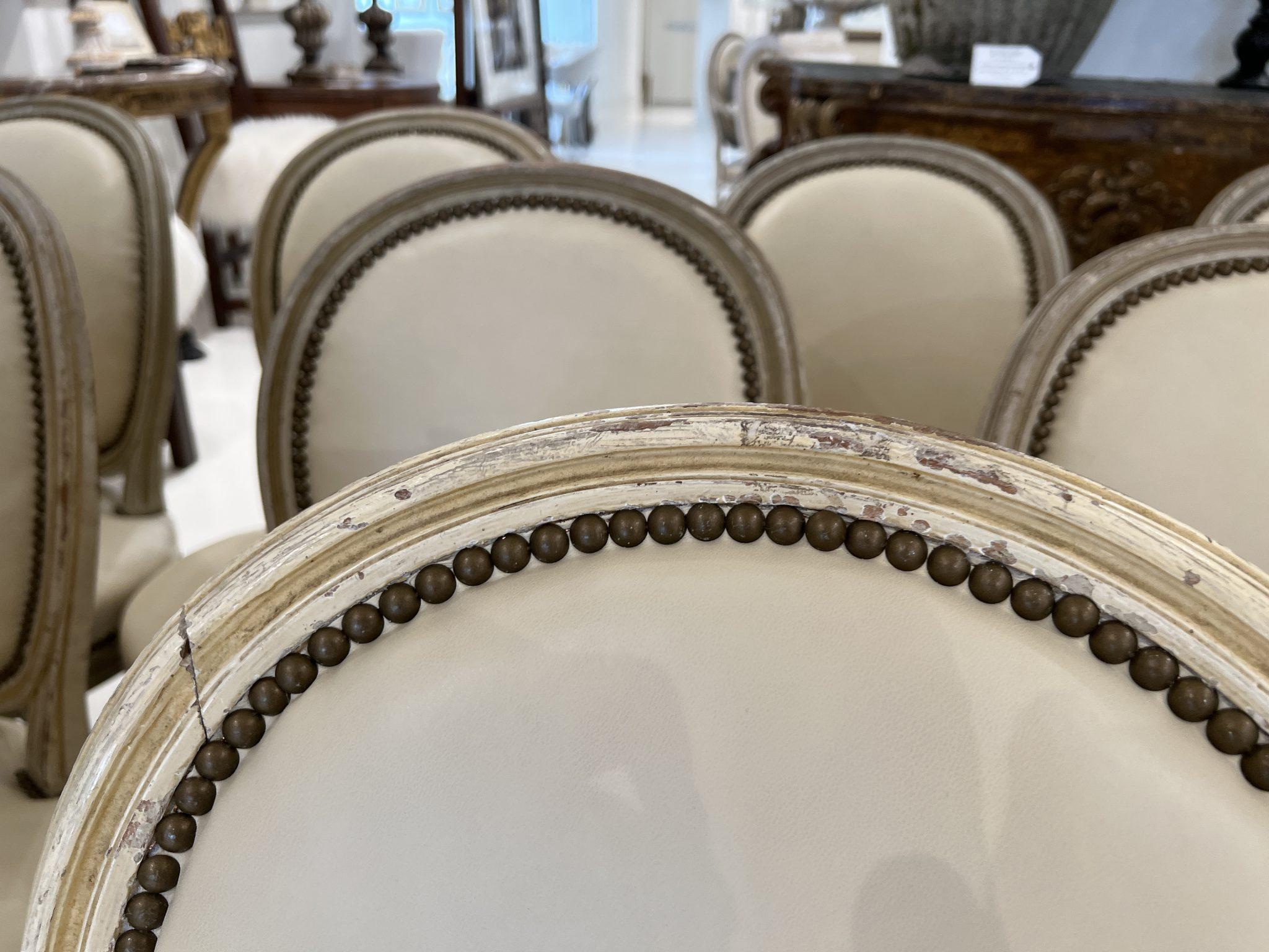 20th Century Oval Back Chairs with Leather, Set of 12  For Sale