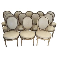Oval Back Chairs with Leather, Set of 12 