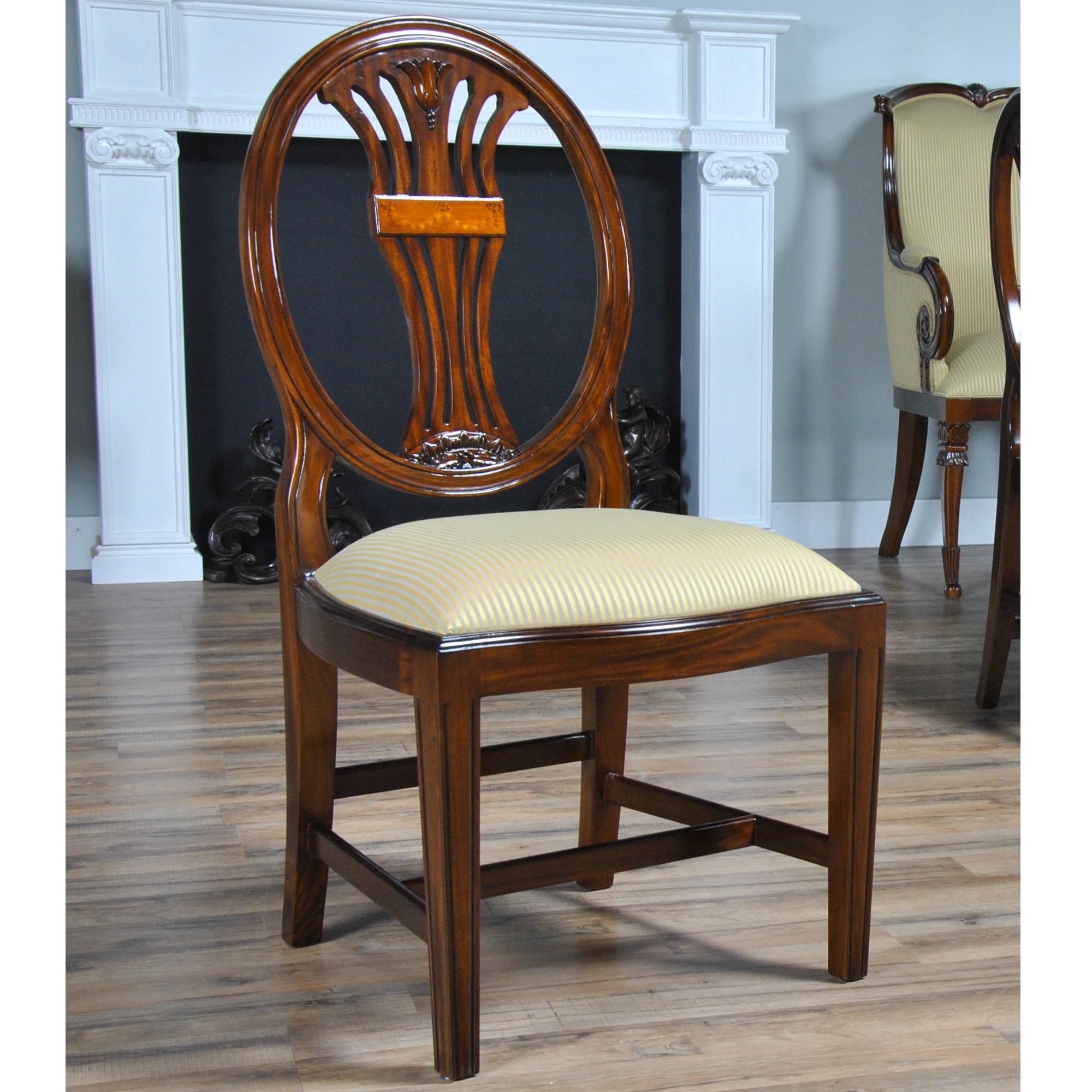 Oval Back Inlaid Chairs, Set of 10 For Sale 3