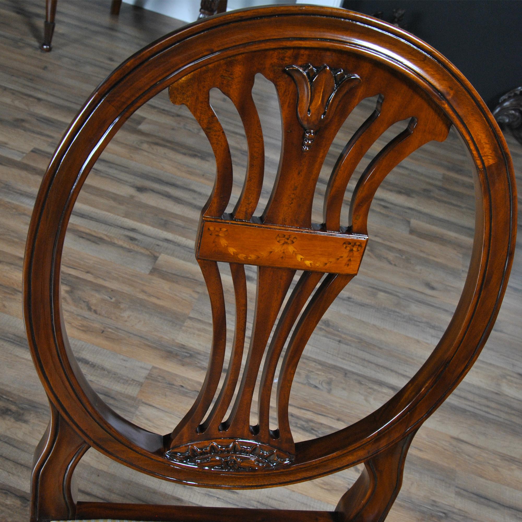 Oval Back Inlaid Chairs, Set of 10 For Sale 6