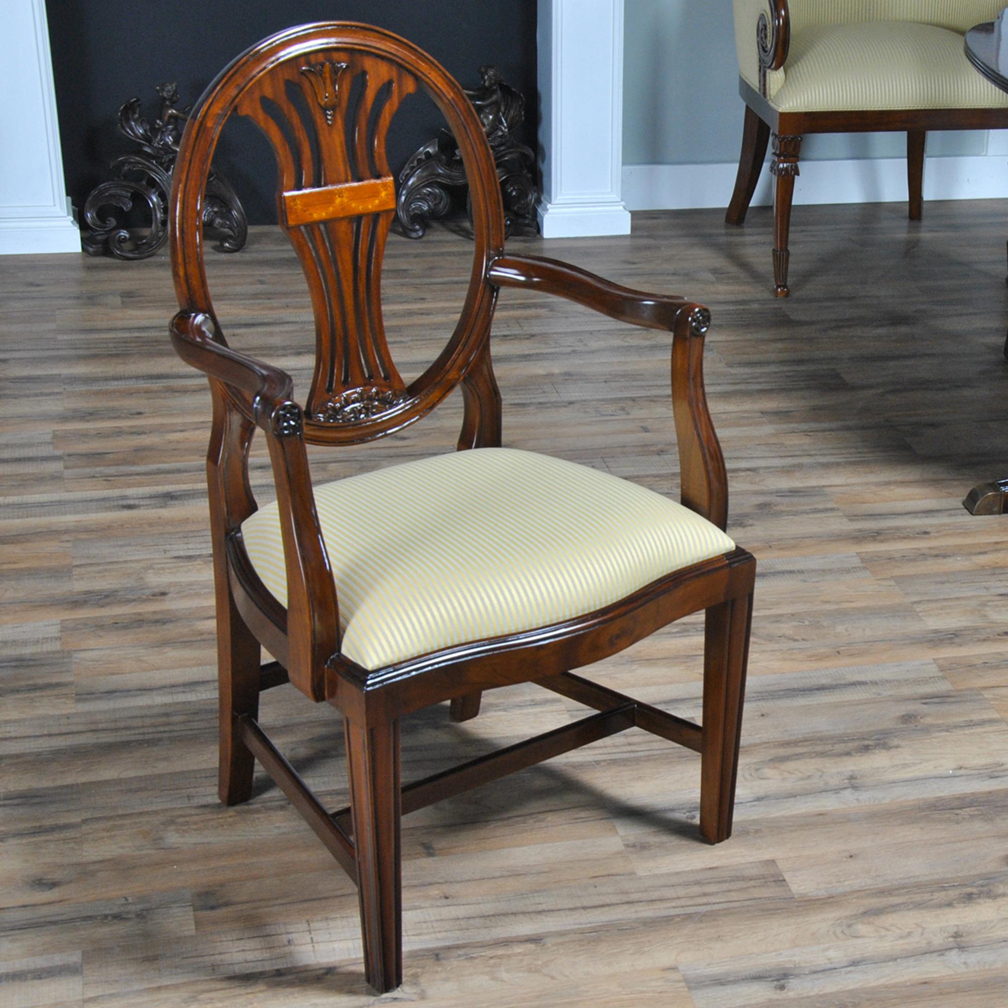 Adirondack Oval Back Inlaid Chairs, Set of 10 For Sale