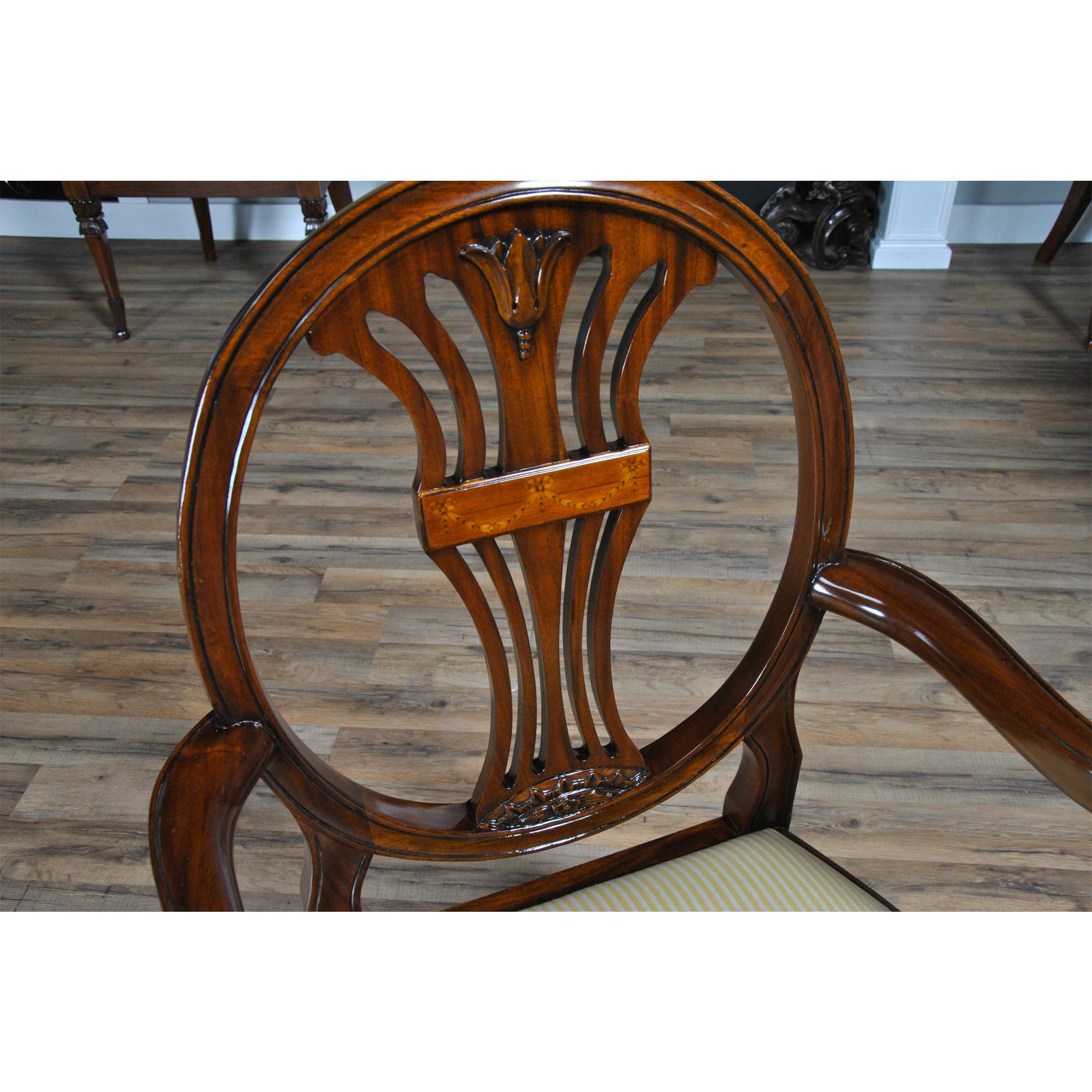 Oval Back Inlaid Chairs, Set of 10 In New Condition For Sale In Annville, PA