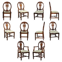 Oval Back Inlaid Chairs, Set of 10