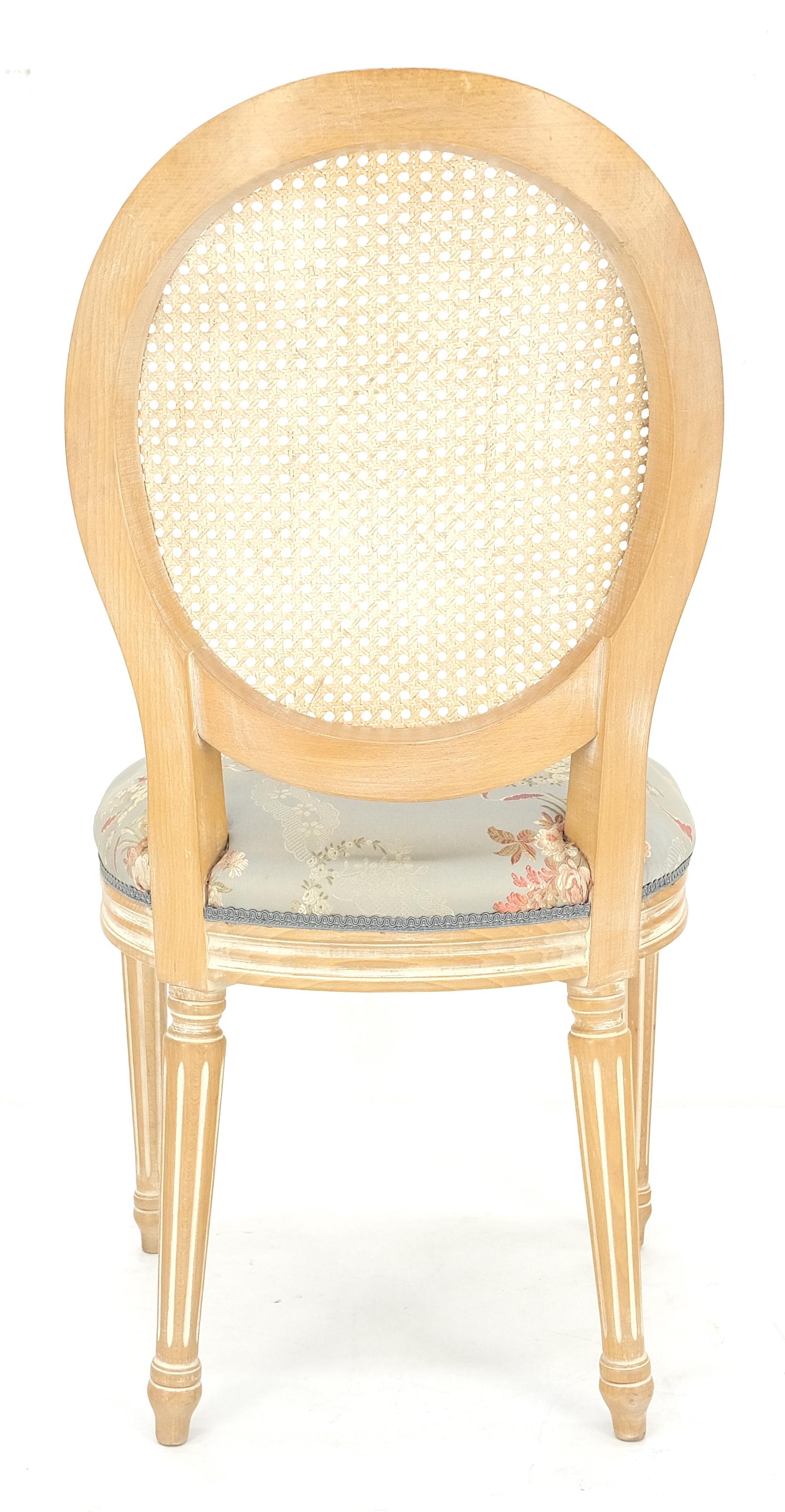 Oval zurück Seidenpolsterung Cane zurück White Wash Finish Französisch Side Chair CLEAN im Angebot 2