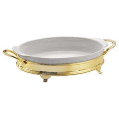 Oval Baking Dish with Two-Handle Golden Holder