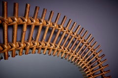 Espejo ovalado de bambú, Italia - Años 60