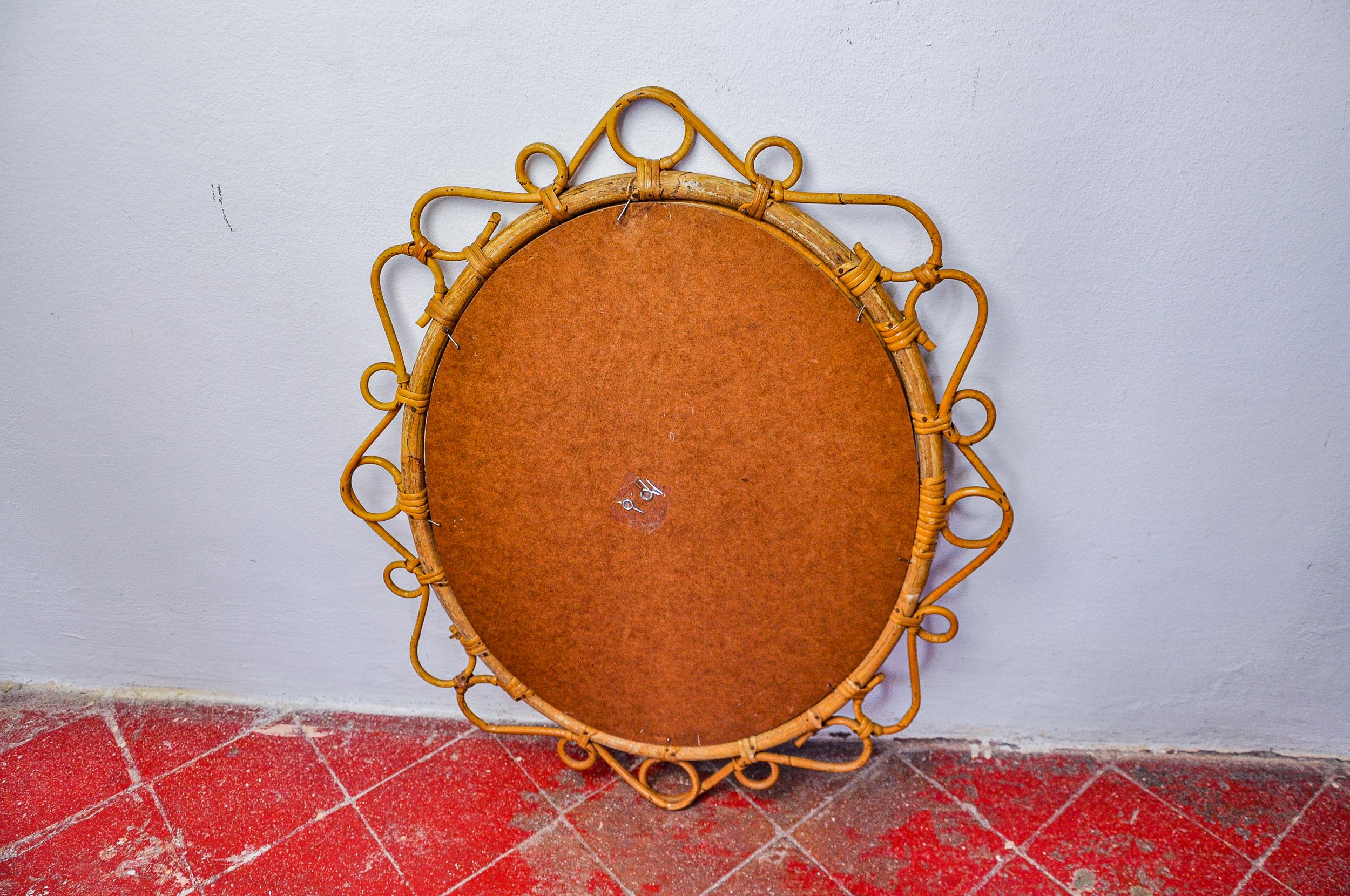 Mid-20th Century Oval bamboo mirror Italy 1960