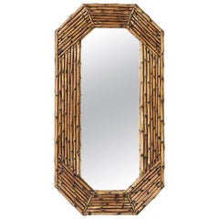 Oval Bamboo Mirror with Canted Corners