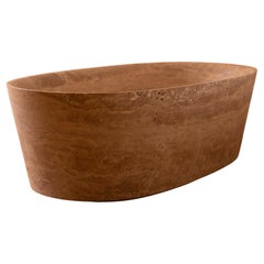 Cheminée Banheira ovale en travertin d'almond