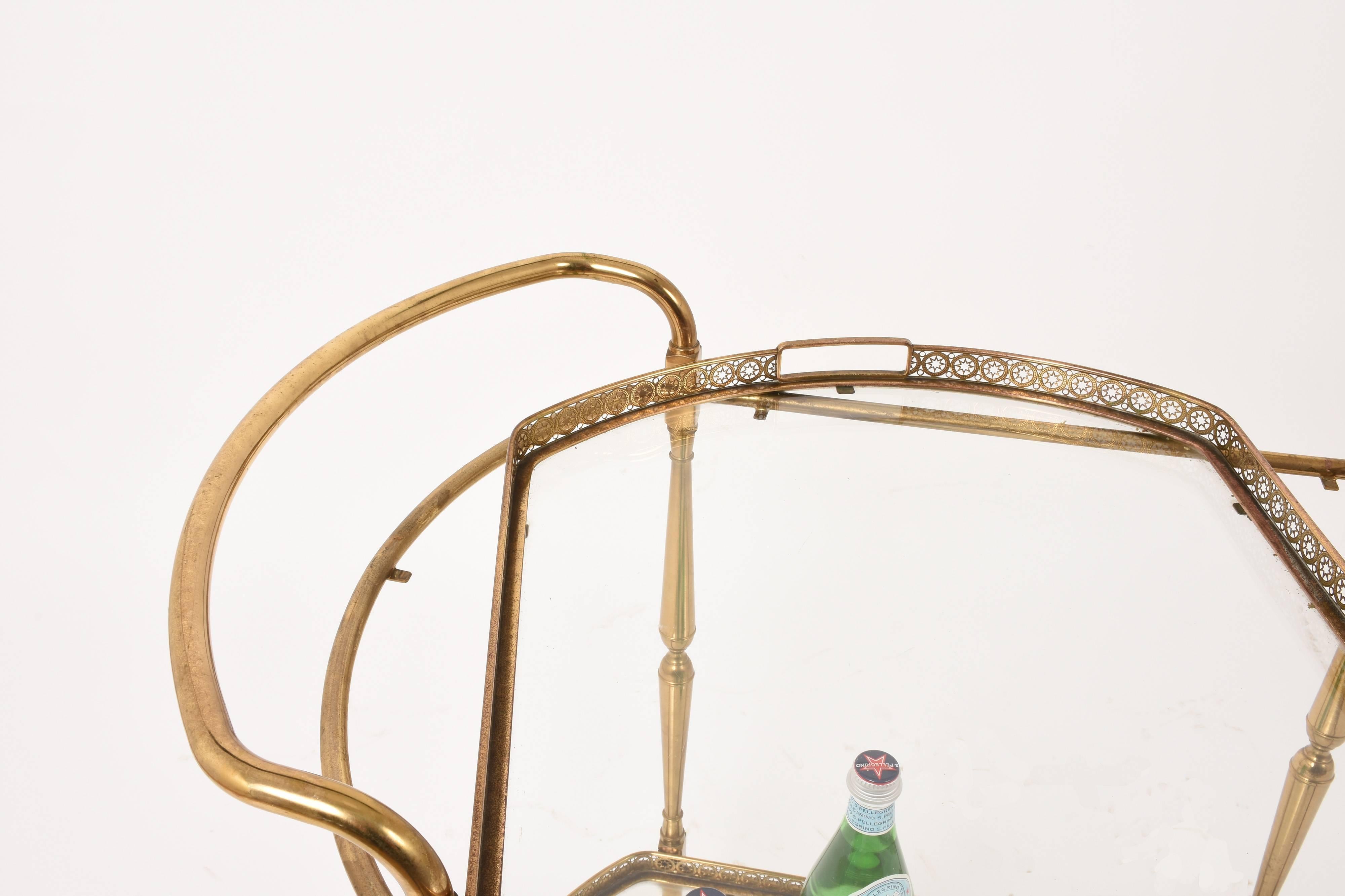 Oval Bar Trolley, with Service Tray of Maison Baguès, Bar Cart, France, 1950s 1