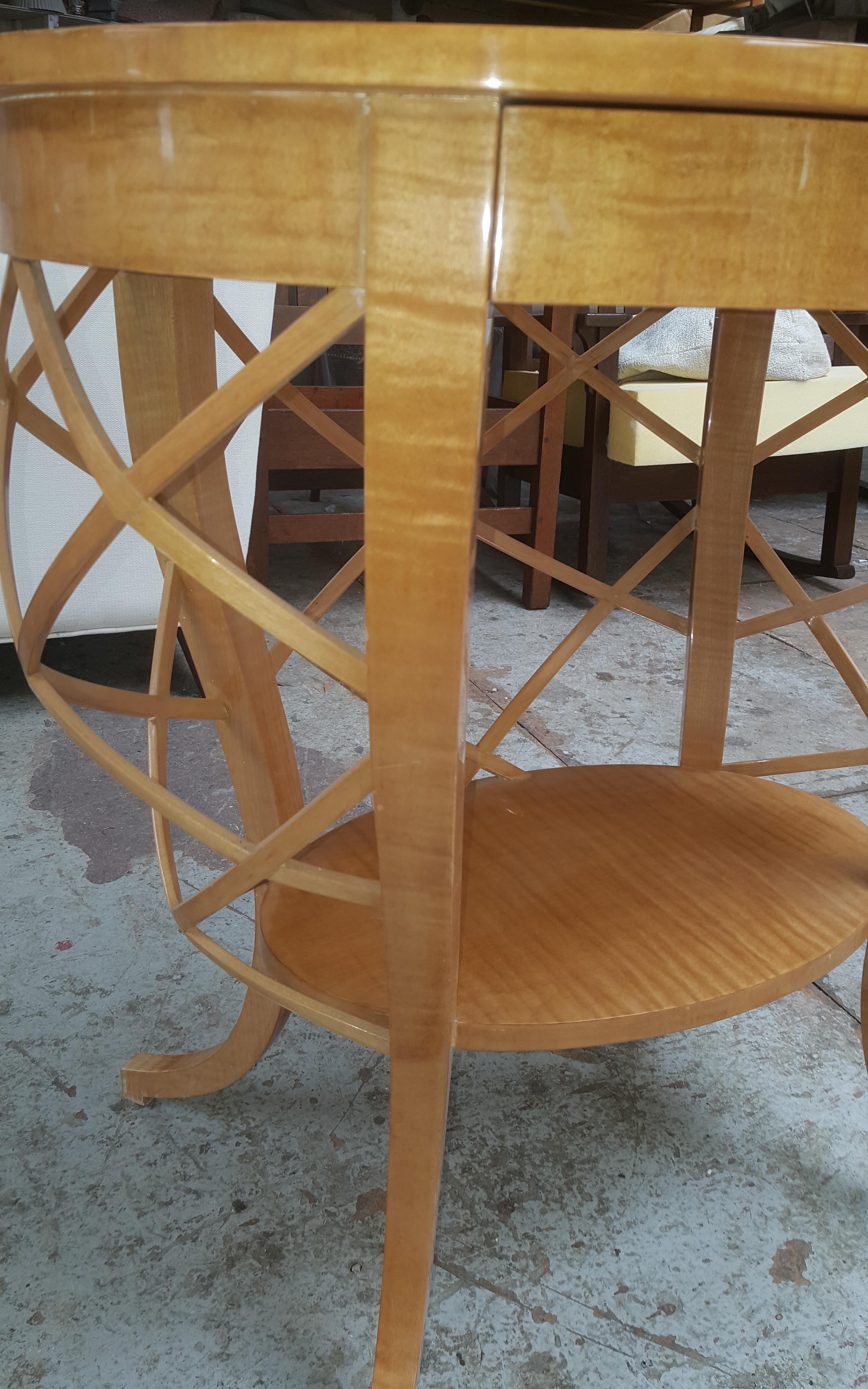 American Oval Basket Side Table in Curly Maple For Sale