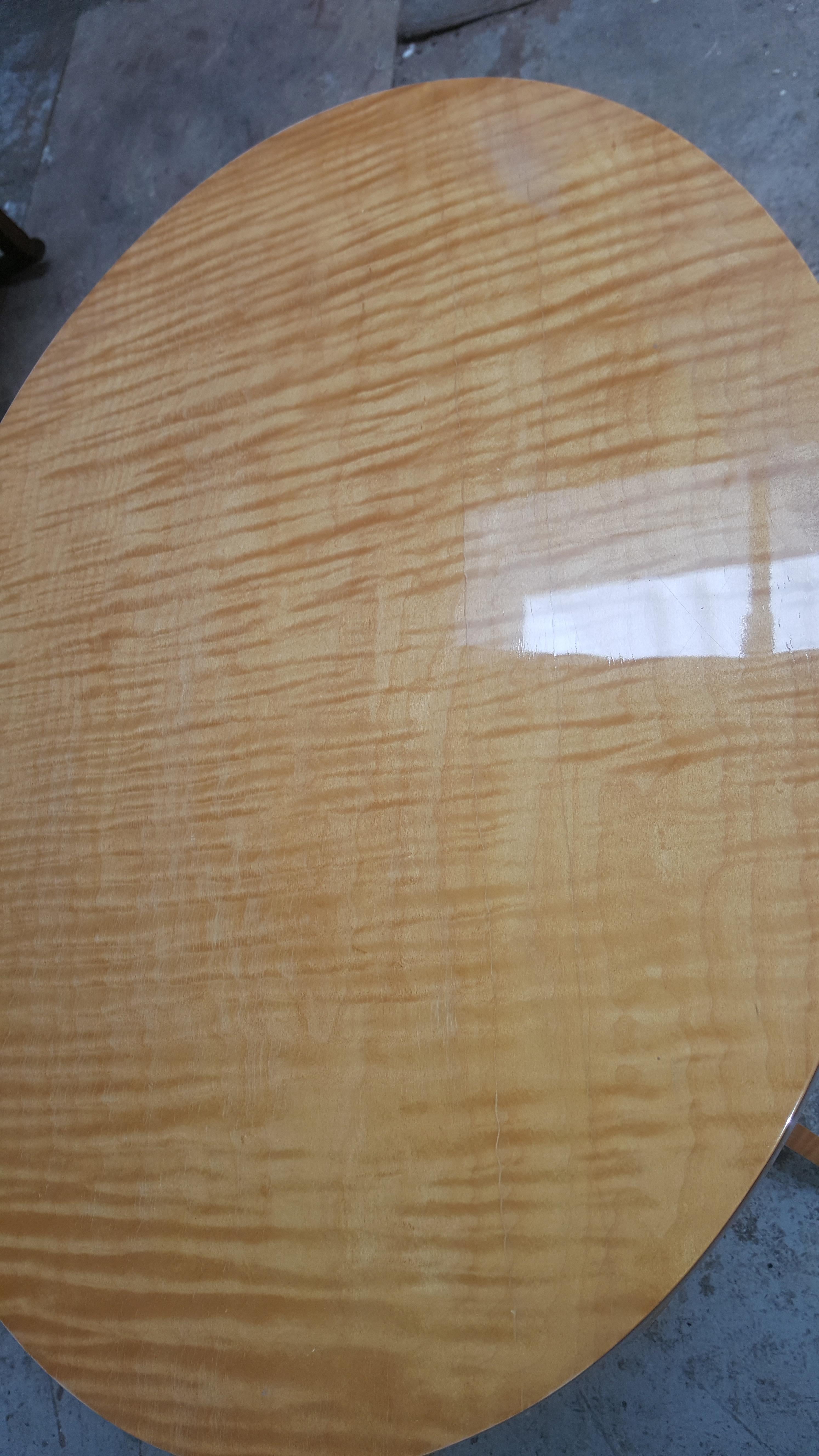 Contemporary Oval Basket Side Table in Curly Maple For Sale