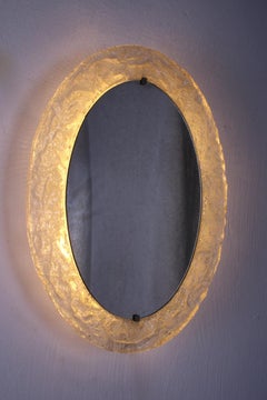 Oval Bathroom Wall Mirror with Lighting and Plexiglass Edge by Hillebrand