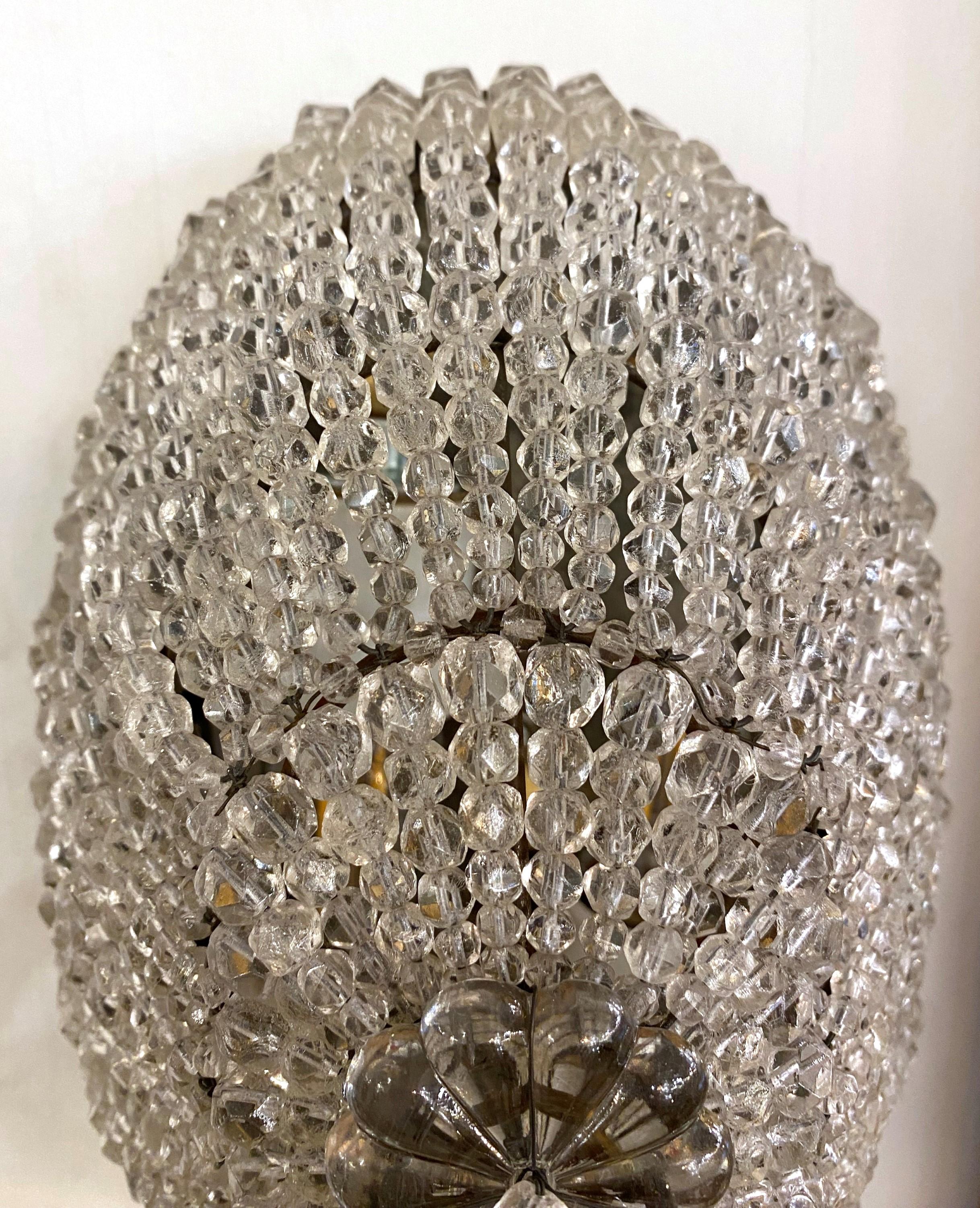 Oval Beaded Crystal Brass Wall Sconce or Ceiling Light 6