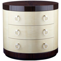 Davidson's Contemporary, Oval "Belvedere" Chest, in High-Gloss Sycamore Dusk 