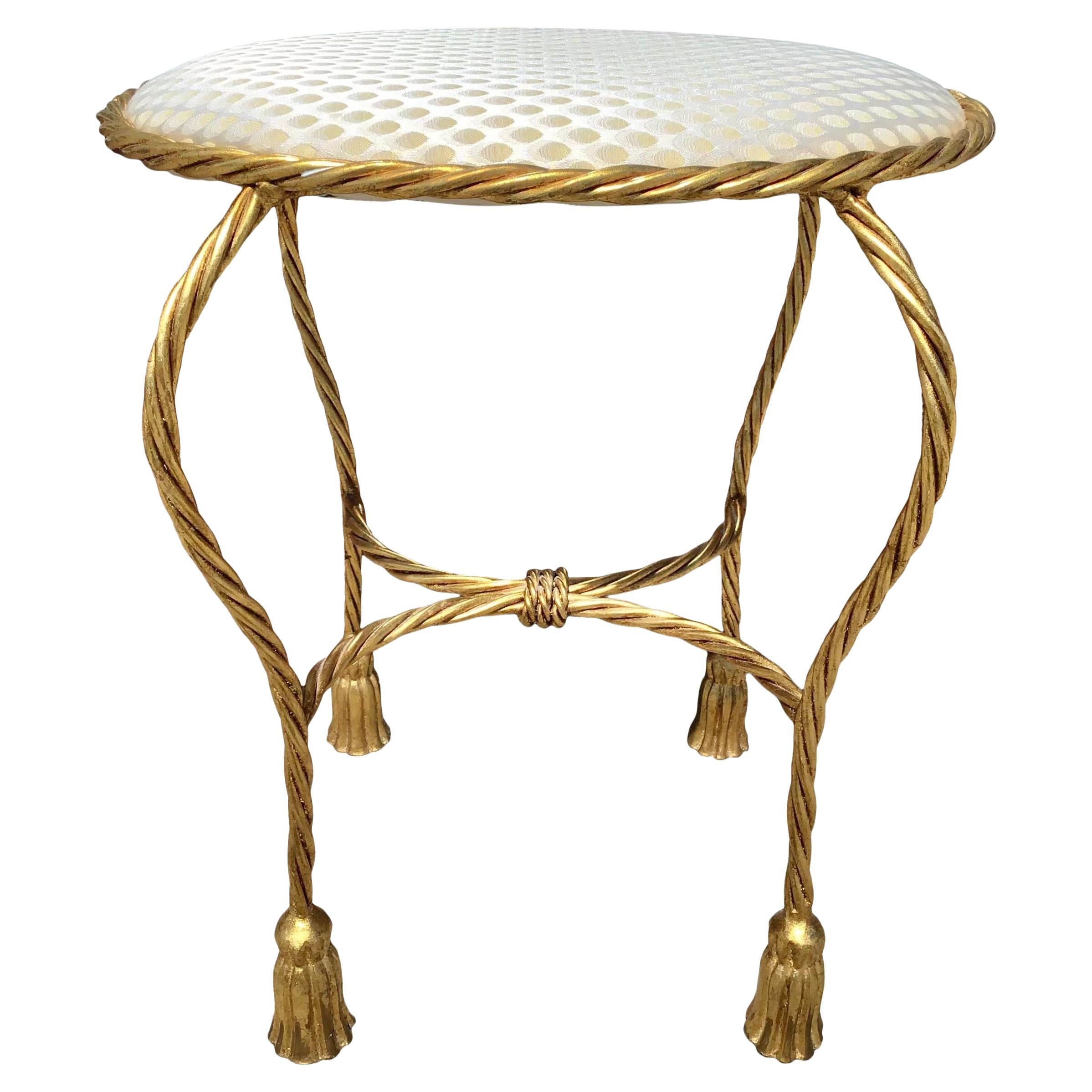 Oval Bench With Tassel Motif in Gold For Sale