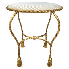 Oval Bench With Tassel Motif in Gold