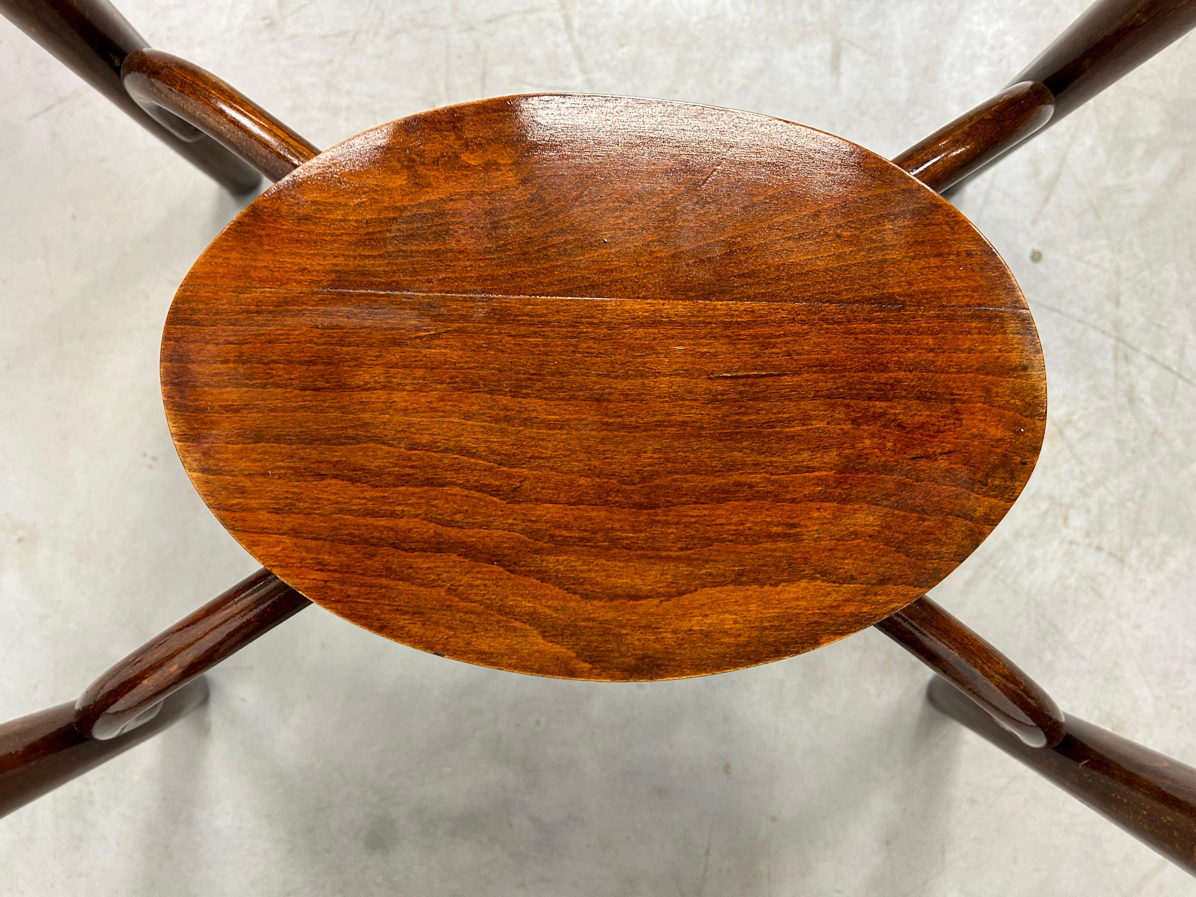 Beech Oval bentwood table by Thonet For Sale