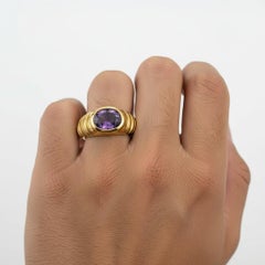 Oval Bezel Amethyst Ring for Men silver, gold