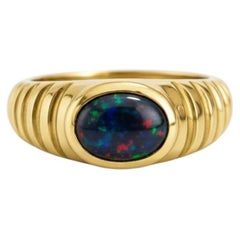 Oval Bezel Black Opal Ring for Men silver, gold