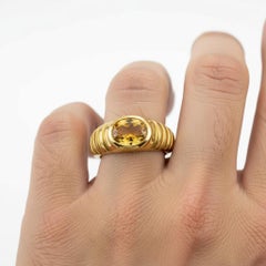 Oval Bezel Citrine Ring for Men silver, gold