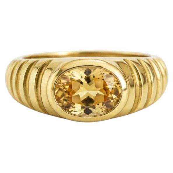 Bague ovale avec chaton en citrine pour hommes argent, or