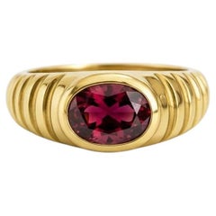 Oval Bezel Garnet Ring for Men silver, gold