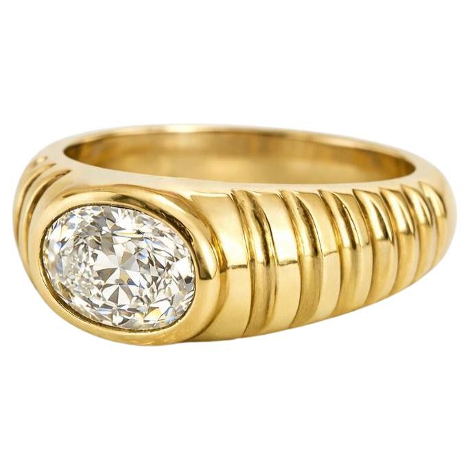 Oval Bezel Moissanite Ring for Men silver, gold