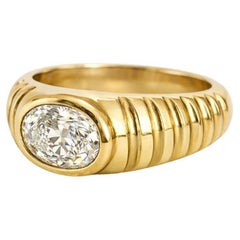 Oval Bezel Moissanite Ring for Men silver, gold