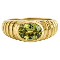 Oval Bezel Peridot Ring for Men silver, gold
