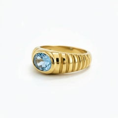 Oval Bezel Topaz Ring for Men silver, gold