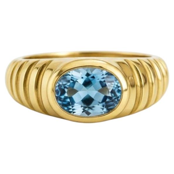 Oval Bezel Topaz Ring for Men silver, gold