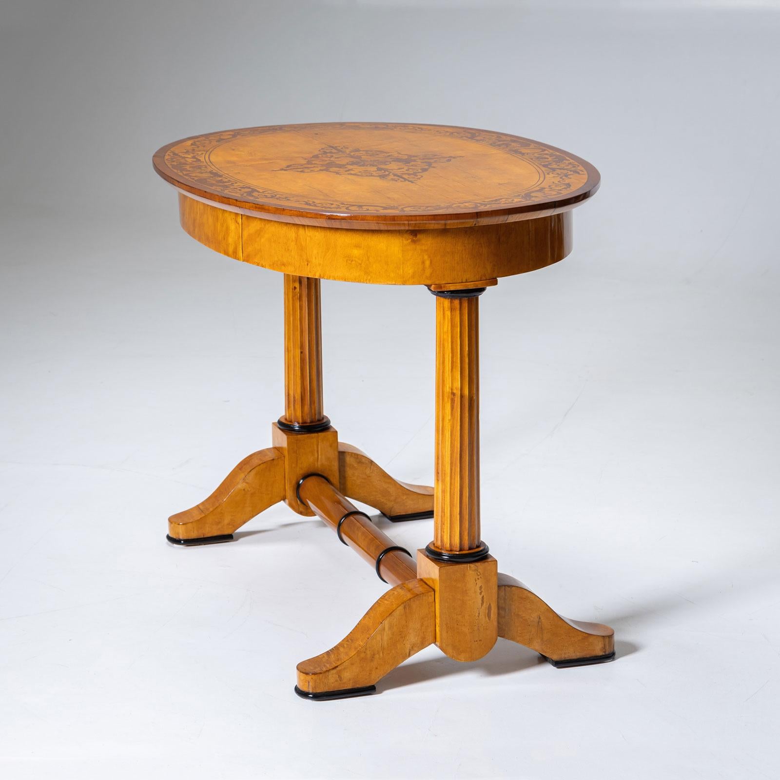 Oval Biedermeier Center Table, circa 1840 For Sale 1