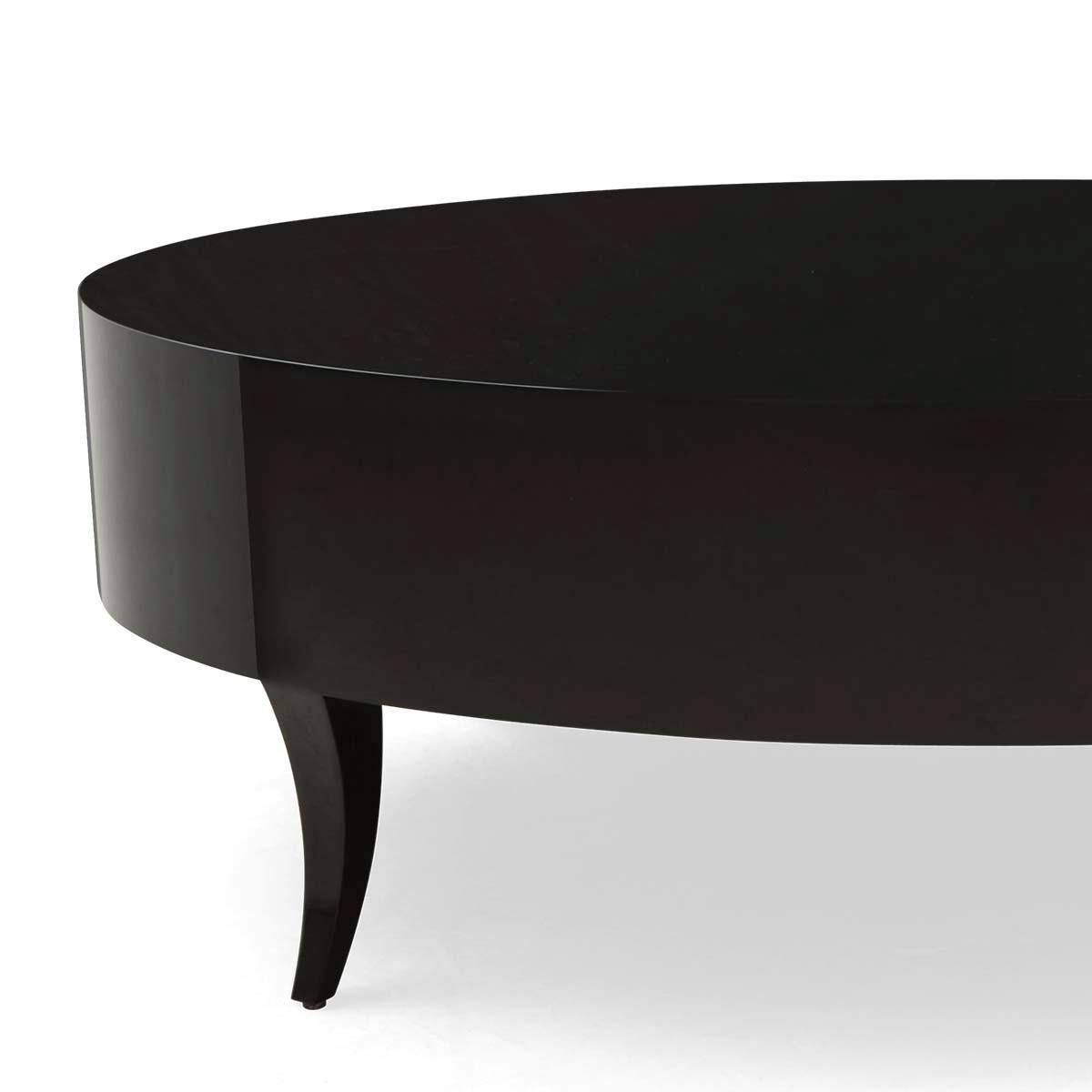 black wood oval coffee table