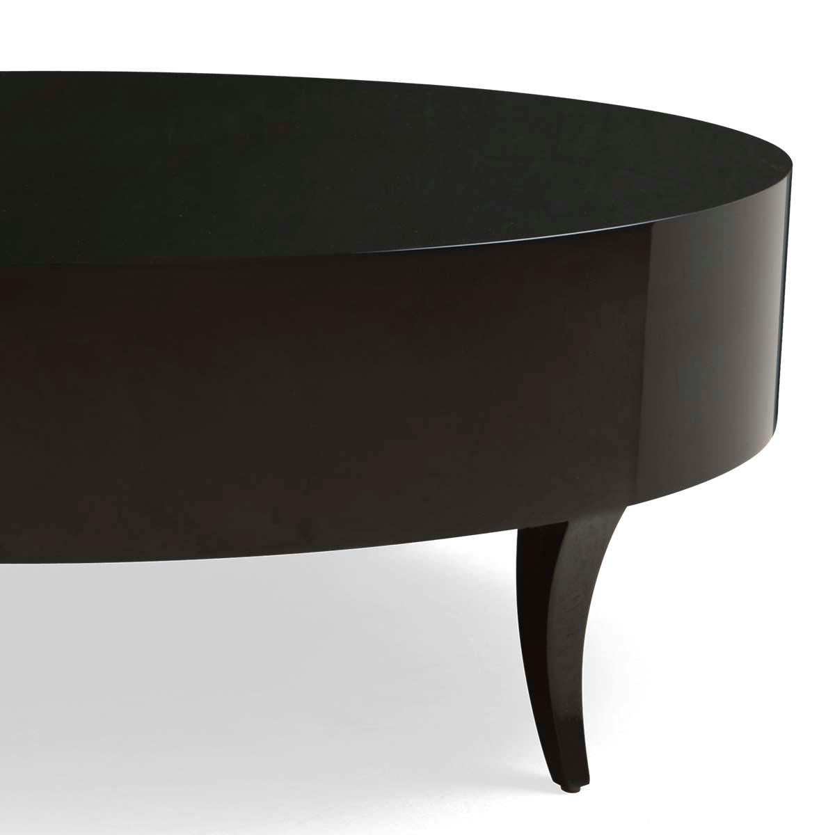 English Oval Black Lak Coffee Table For Sale