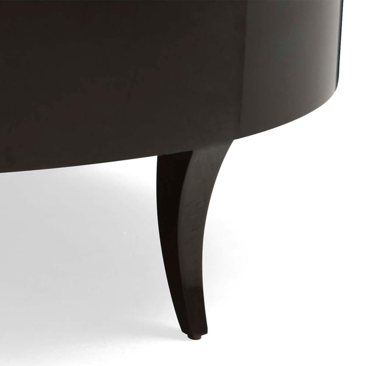 Lacquered Oval Black Lak Coffee Table For Sale