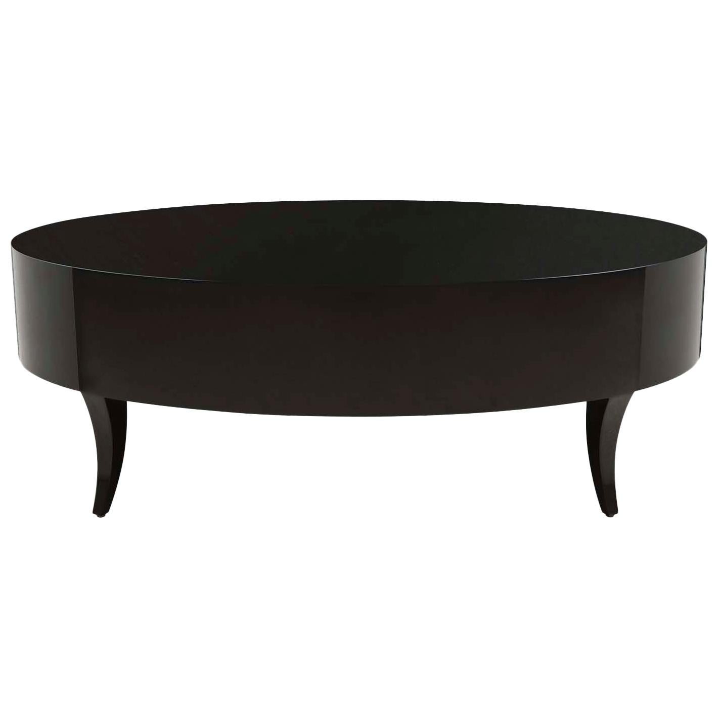 Oval Black Lak Coffee Table For Sale